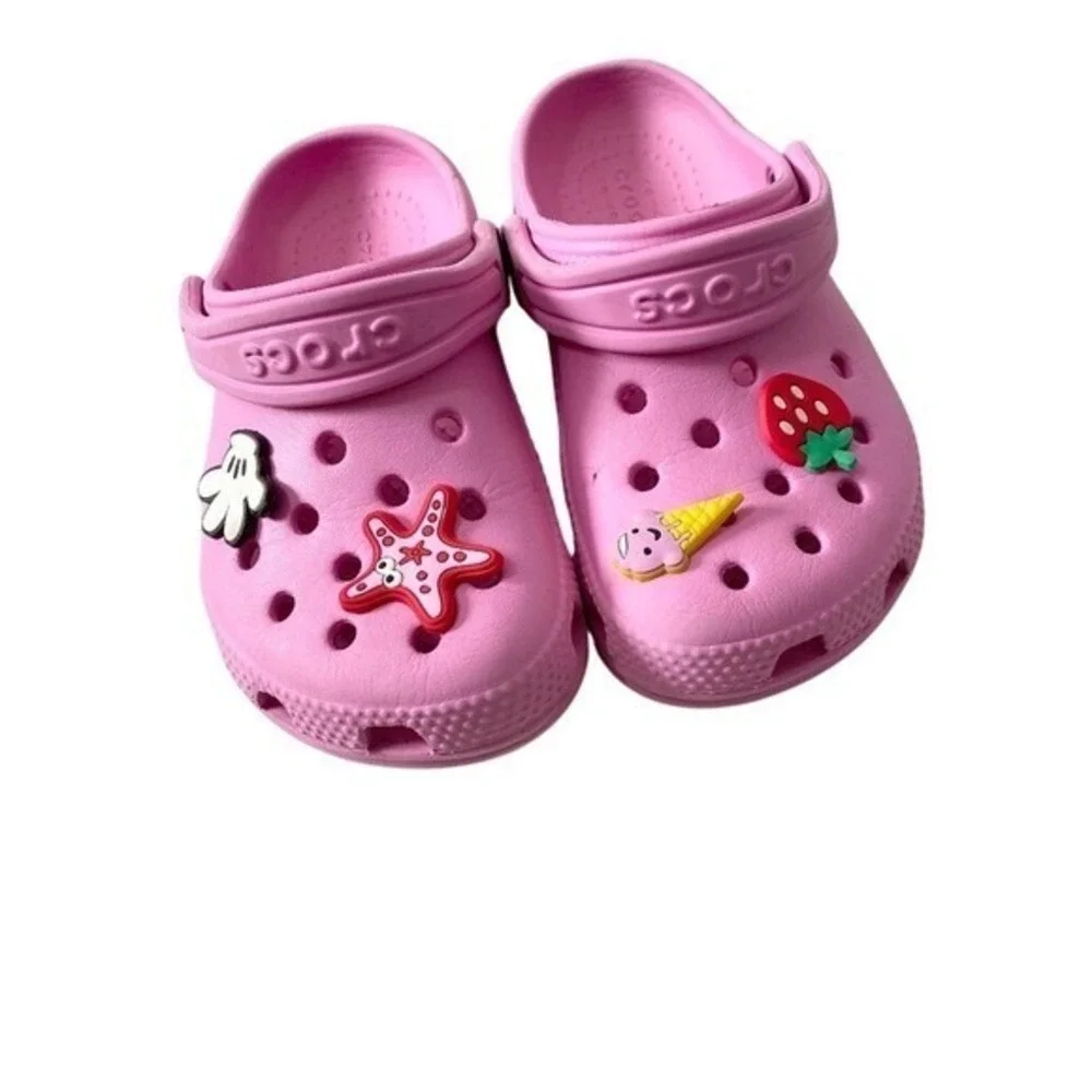 Crocs Classic Jibbitz Clog Shoes Girls Size C9 Pink